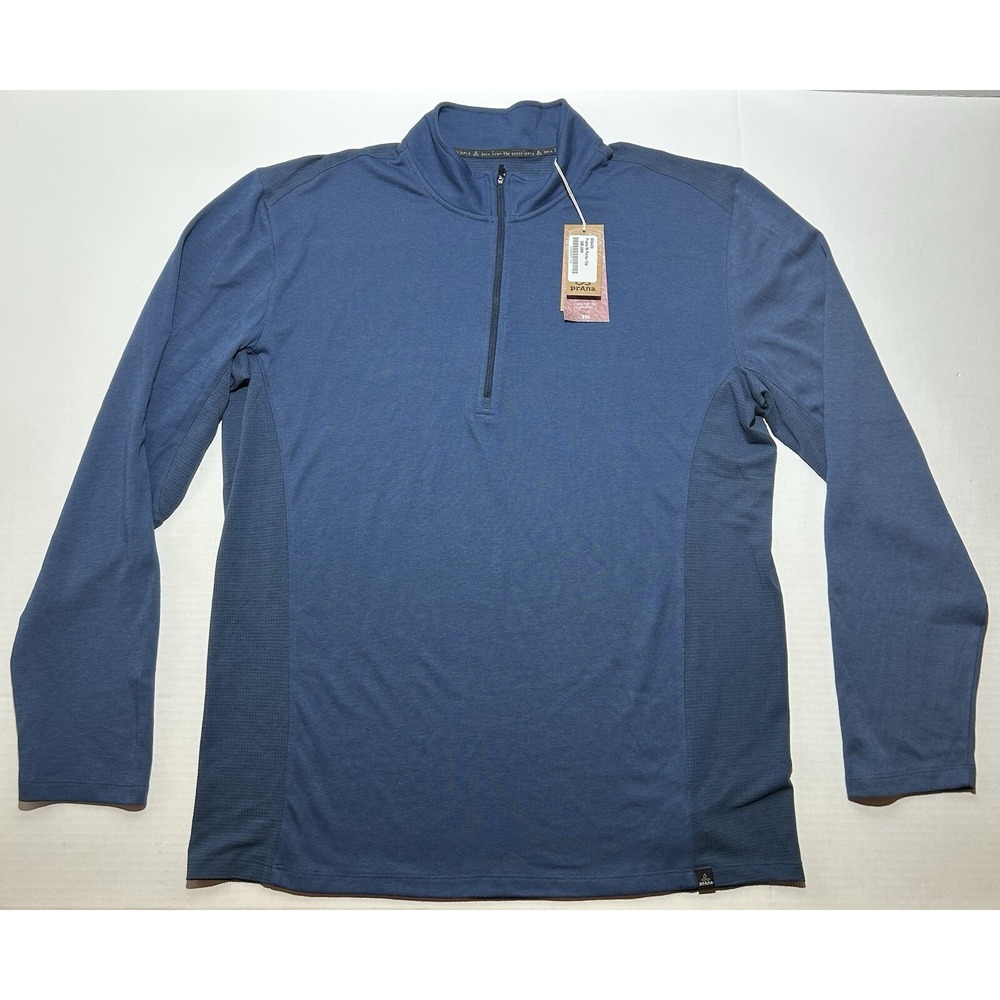 NWT Prana Wool Blend 1/4 Zip Pullover Sweater Blue Men's Size XXL Long Sleeve